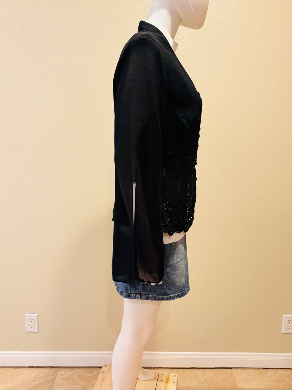 Caliendo Black Evening Cocktail Dress Jacket NEW Womens Size 16 Large Beaded - Picture 15 of 16